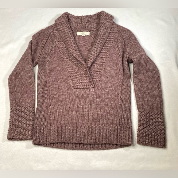 Loft faux wrap sweater in dusty purple lilac - Picture 3 of 12